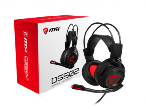 MSI DS502 7.1 Virtual Surround Sound Gaming Headset 'Black with Ambient Dragon Logo, Wired USB connector, 40mm Drivers, inline Smart Audio Controller, Ergonomic Design'