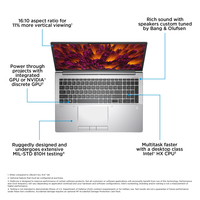 HP ZBook Fury 16 G10 Mobile workstation 40.6 cm (16") WUXGA Intel® Core™ i7 i7-13700HX 32 GB DDR5-SDRAM 1 TB SSD NVIDIA RTX A2000 Wi-Fi 6E (802.11ax) Windows 11 Pro Silver - imagine 15