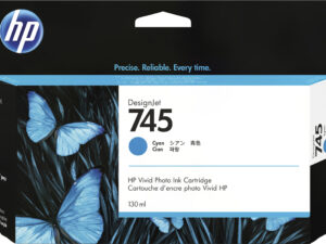 HP 745 130-ml DesignJet Cyan Ink Cartridge