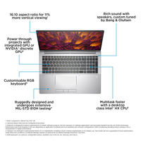 HP ZBook Fury 16 G10 Mobile workstation 40.6 cm (16") WUXGA Intel® Core™ i7 i7-13700HX 32 GB DDR5-SDRAM 1 TB SSD NVIDIA RTX A2000 Wi-Fi 6E (802.11ax) Windows 11 Pro Silver - imagine 14