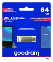 Goodram ODA3 USB flash drive 64 GB USB Type-A / USB Type-C 3.2 Gen 1 (3.1 Gen 1) Silver - imagine 7