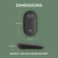 Logitech Pebble 2 M350s mouse Ambidextrous RF Wireless + Bluetooth Optical 4000 DPI - imagine 10